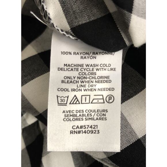 Loft Black White Plaid Sleeveless Keyhole Crew Neck Rayon Tank Reg Size XS - Picture 6 of 6